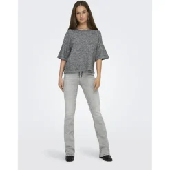 Only dame striktrøje ONLAZU - Dark grey melange