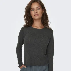 ONLY dame top ONLCARLOTTA - Dark grey melange