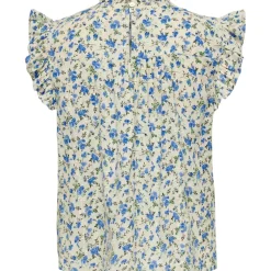 ONLY dame top ONLCHALINE - Cloud Dancer FLOWER SPEARMINT PRINT