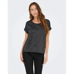 ONLY DAME TOP ONLMOSTER - Black Silver lurex