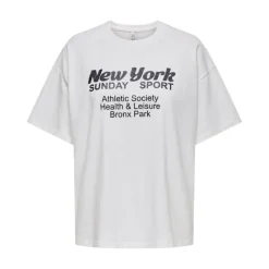 ONLY dame t-shirt ONLCASSIE - Bright White New york + labels brooklyn