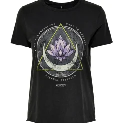 ONLY dame t-shirt ONLLUCY - Black LOTUS