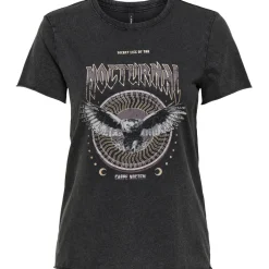 ONLY dame t-shirt ONLLUCY - Black Nocturnal
