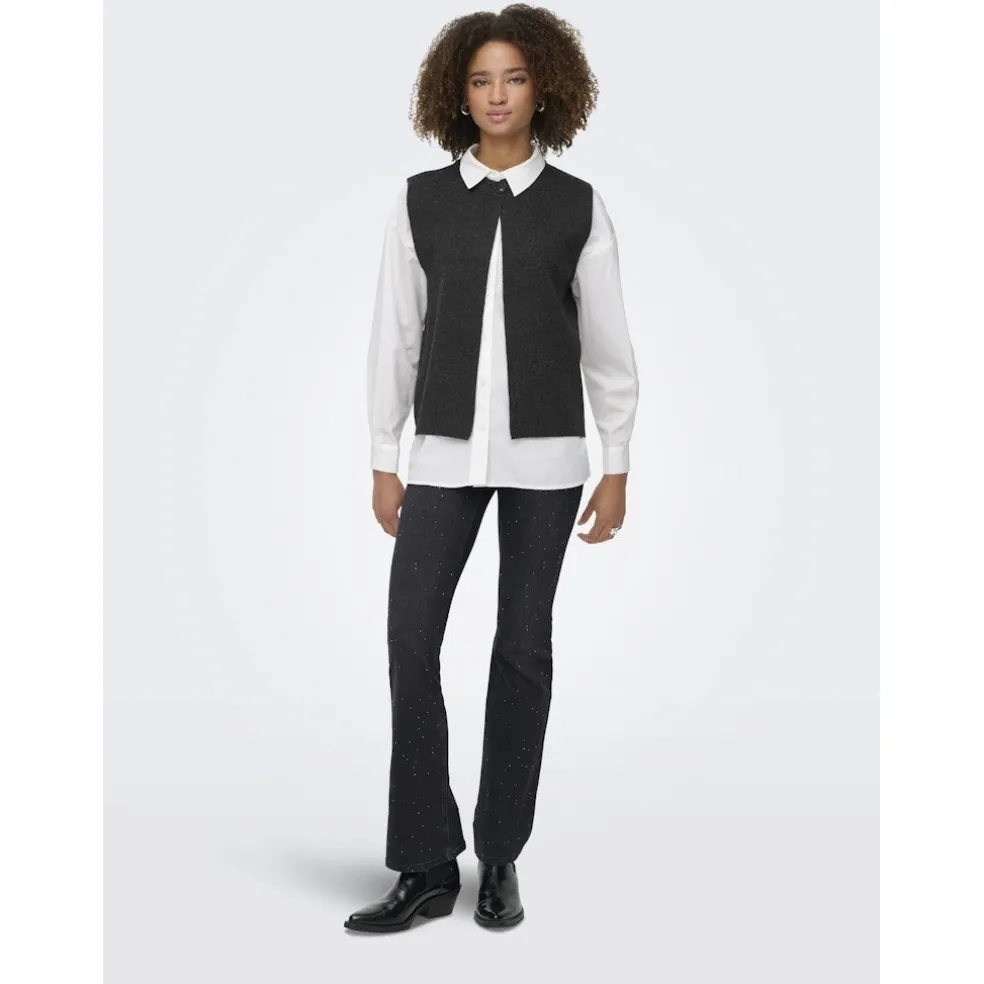 Only dame vest ONLANNELI - Dark grey melange