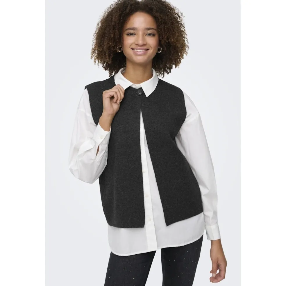 Only dame vest ONLANNELI - Dark grey melange