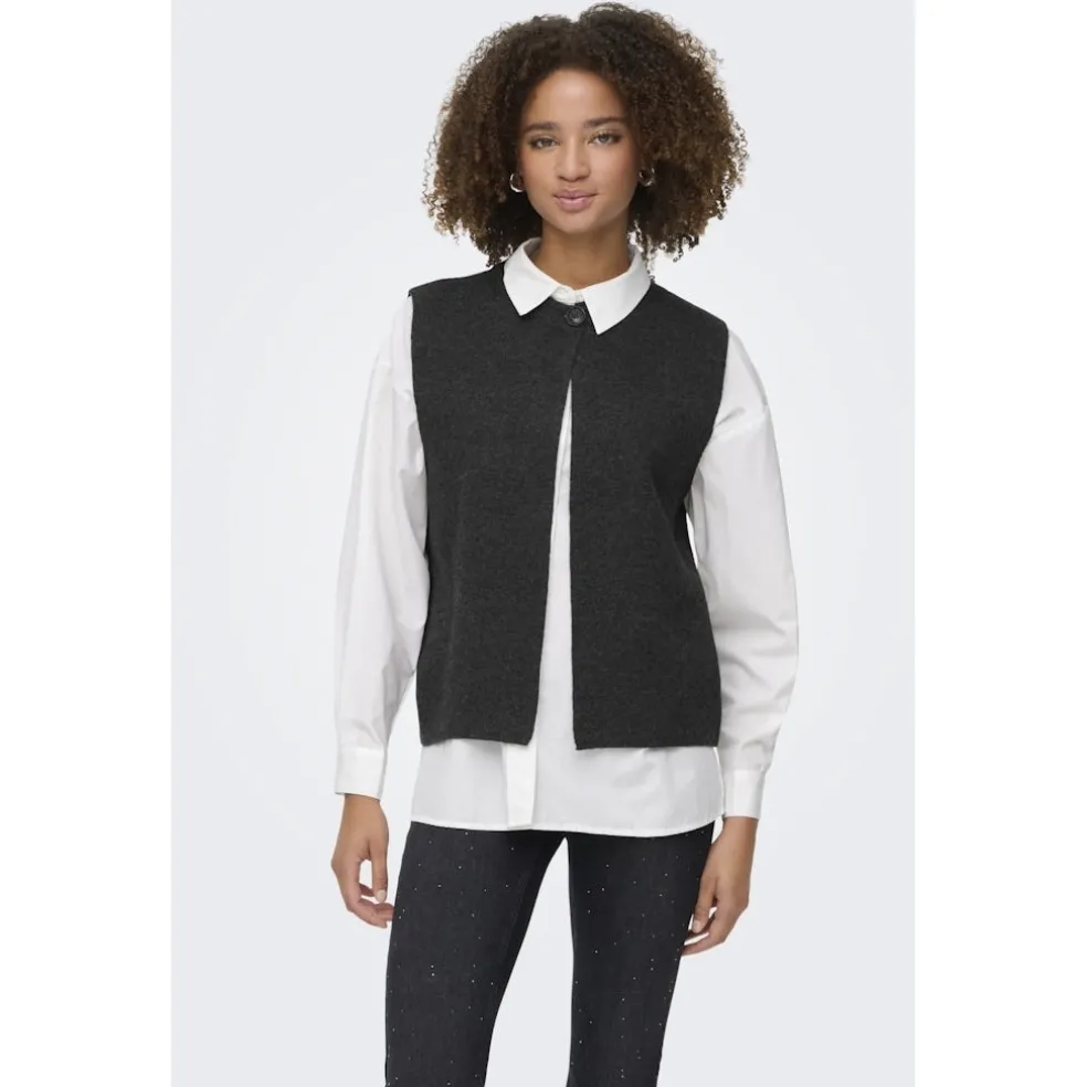 Only dame vest ONLANNELI - Dark grey melange