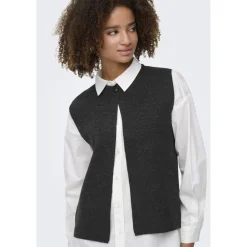 Only dame vest ONLANNELI - Dark grey melange