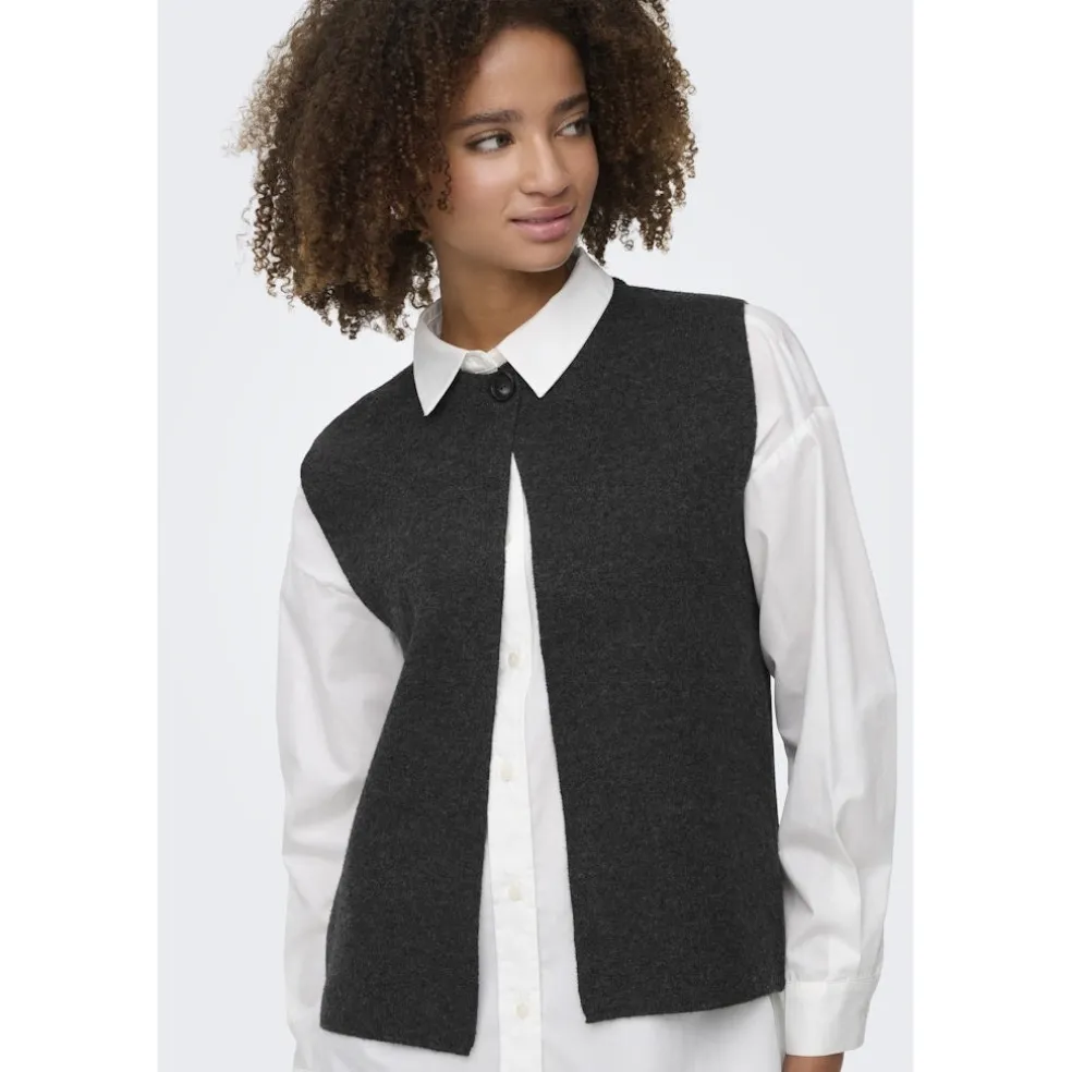 Only dame vest ONLANNELI - Dark grey melange