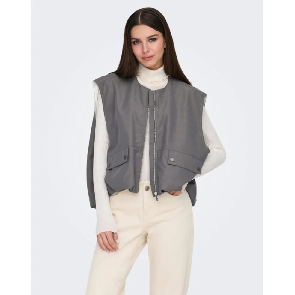 ONLY dame vest ONLMARY - Plum Kitten Pumice Stone Lining