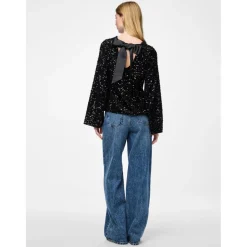 PIECES dame bluse PCKAM - Black Black sequins