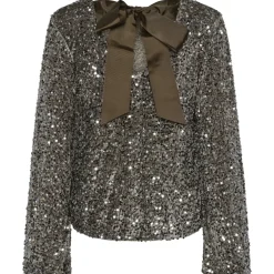 PIECES dame bluse PCKAM - Morel Silver sequins