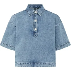 PIECES dame bluse PCKENYA - Medium blue denim