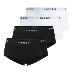 Pieces dame hipsters PCLOGO LADY 4-PACK - Black 4 PACK W. BLK/BLK/WHITE/WHITE