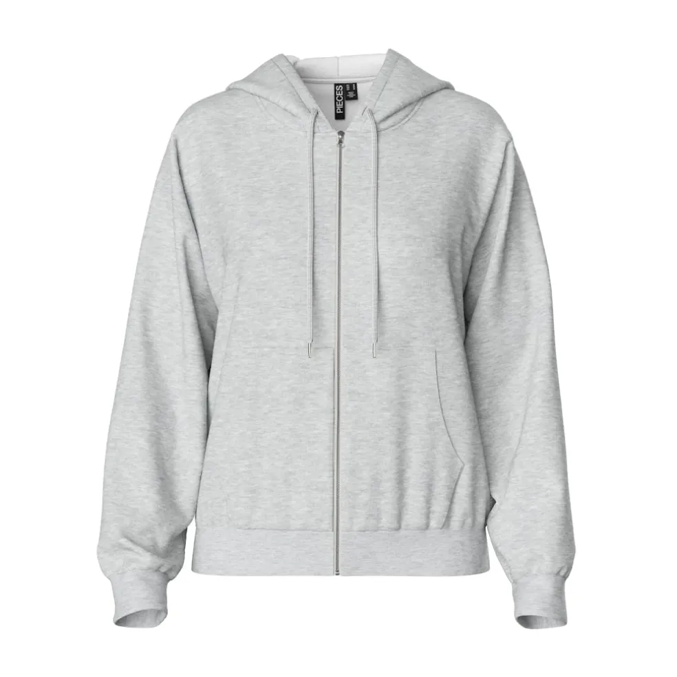 PIECES dame hoodie PCCHILLI - Light Grey Melange