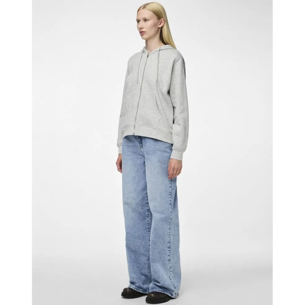 PIECES dame hoodie PCCHILLI - Light Grey Melange