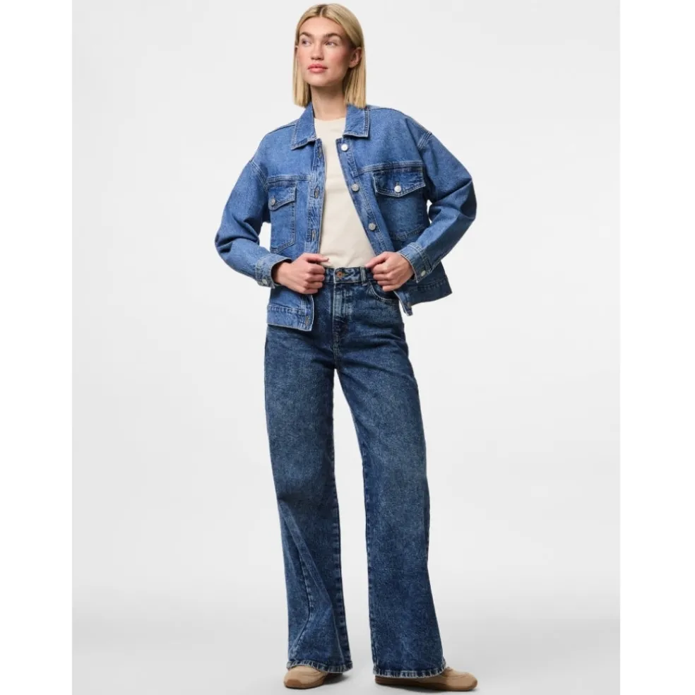 PIECES dame jakke PCELMA - Medium blue denim