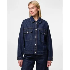 PIECES dame jakke PCELMA - Dark Blue Denim RINSE WASH
