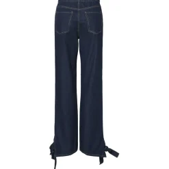 PIECES dame jeans PCOFELIA - Medium Blue Denim Black satin bow