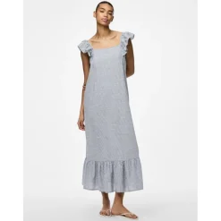 PIECES dame kjole PCAPIA - Nautical Blue Stripes Bright white