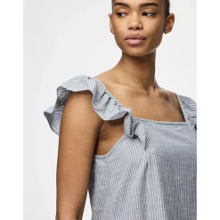 PIECES dame kjole PCAPIA - Nautical Blue Stripes Bright white