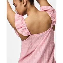 PIECES dame kjole PCAPIA - Pink Lemonade Stripes Bright white