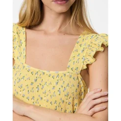 PIECES dame kjole PCFLORA - Pale Banana Small flower