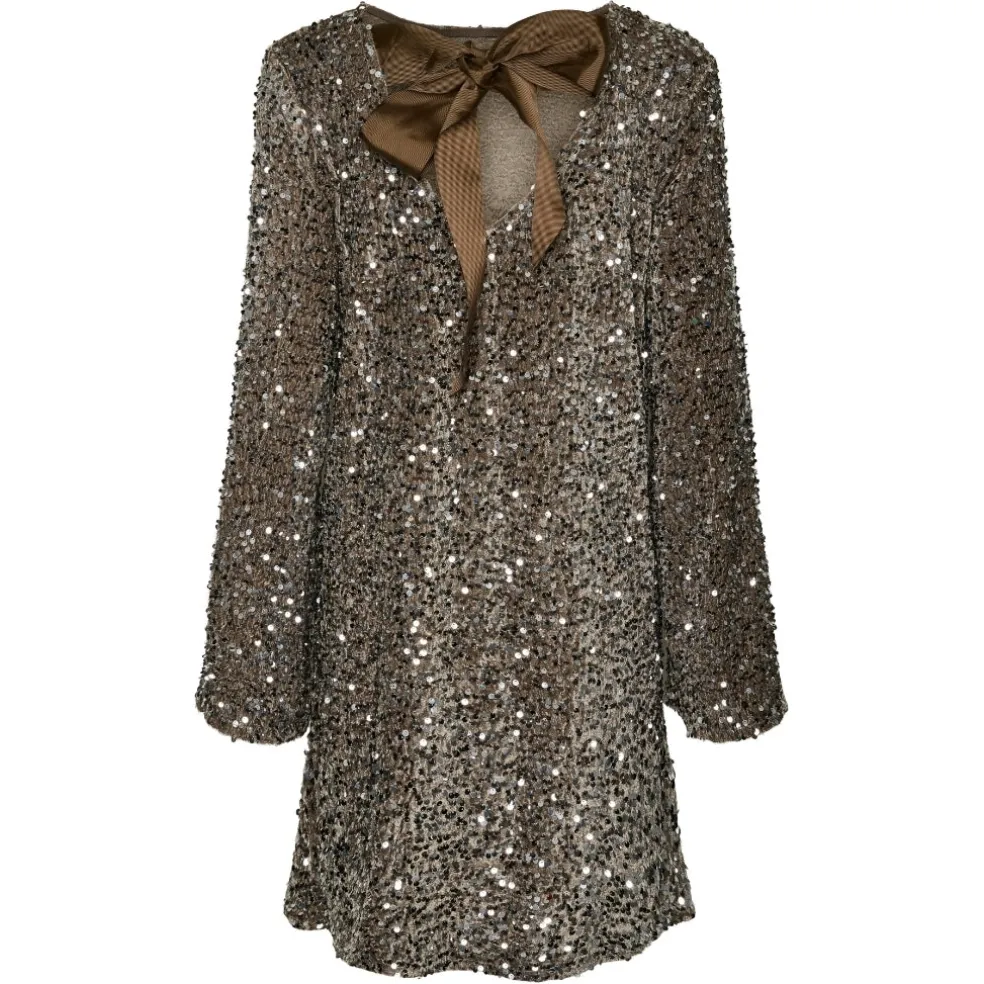 PIECES dame kjole PCKAM - Morel Silver sequins