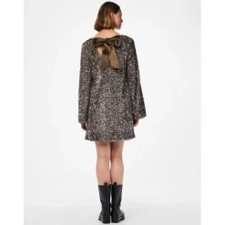 PIECES dame kjole PCKAM - Morel Silver sequins