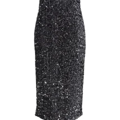 PIECES dame nederdel PCKAM - Magnet Black silver sequins