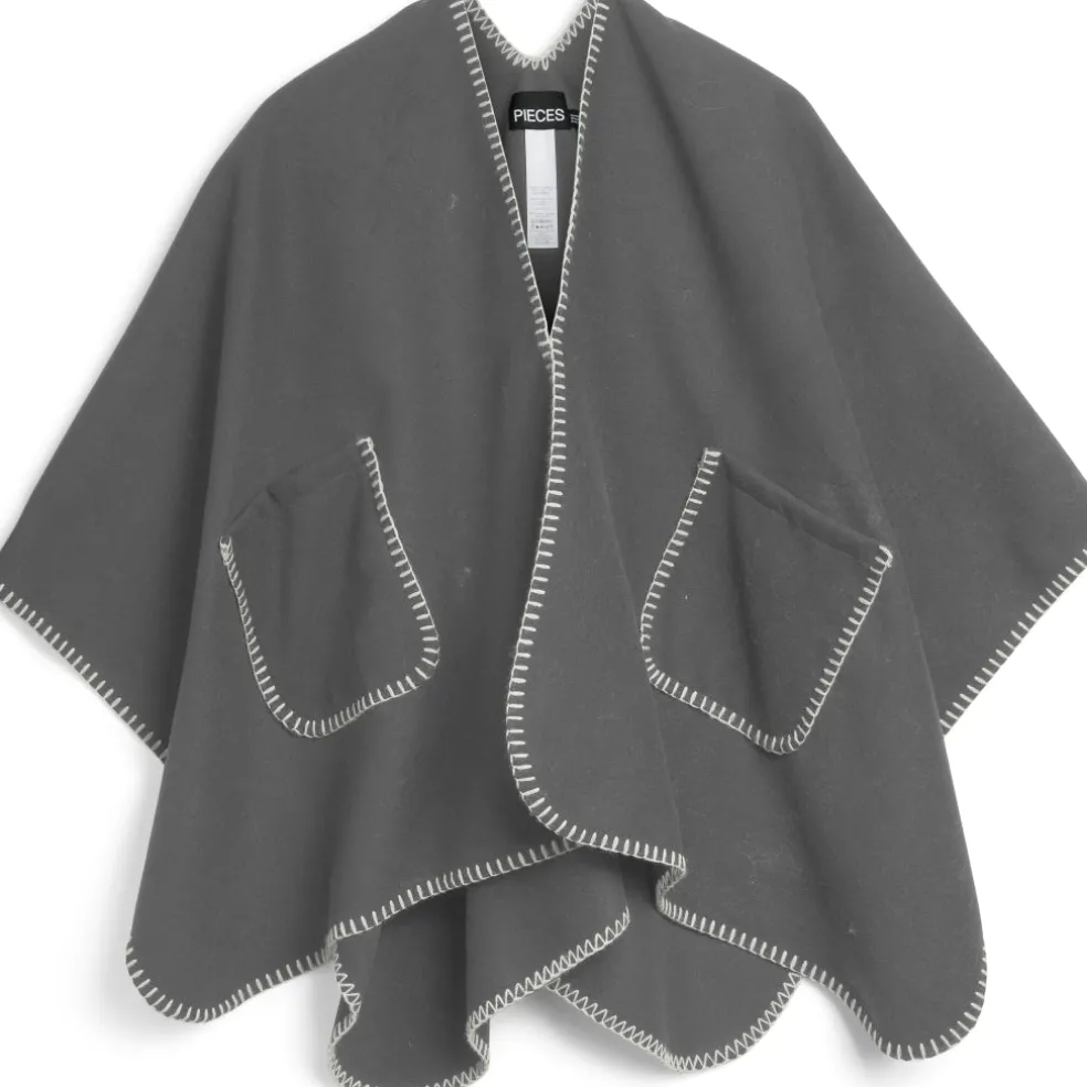 PIECES dame poncho PCNADJA - Medium grey melange