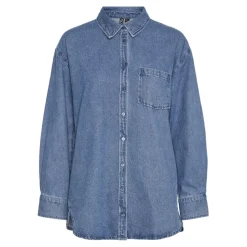 PIECES dame skjorte PCMAISIE - Medium blue denim