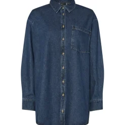 PIECES dame skjorte PCMAISIE - Dark Blue Denim