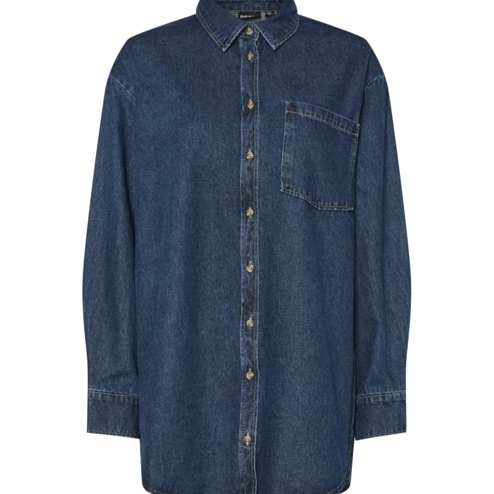 PIECES dame skjorte PCMAISIE - Dark Blue Denim