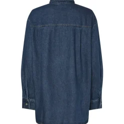 PIECES dame skjorte PCMAISIE - Dark Blue Denim