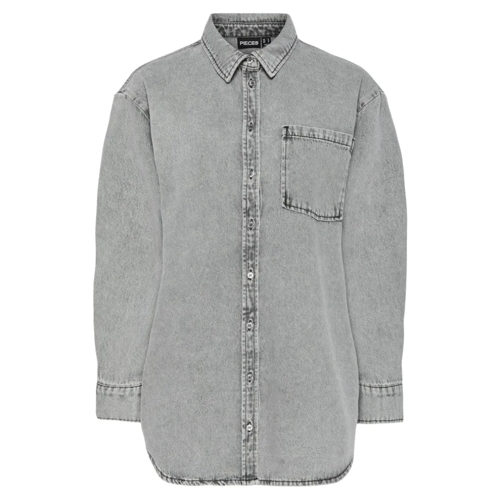 PIECES dame skjorte PCMAISIE - Grey Denim
