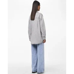 PIECES dame skjorte PCMAISIE - Grey Denim