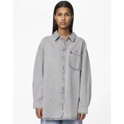 PIECES dame skjorte PCMAISIE - Grey Denim