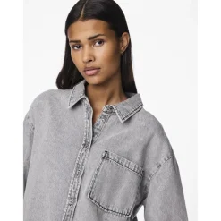 PIECES dame skjorte PCMAISIE - Grey Denim