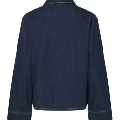 PIECES dame skjorte PCOFELIA - Medium Blue Denim Black satin bow