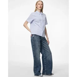 PIECES dame skjorte PCSALLY - Hydrangea CLOUD DANCER