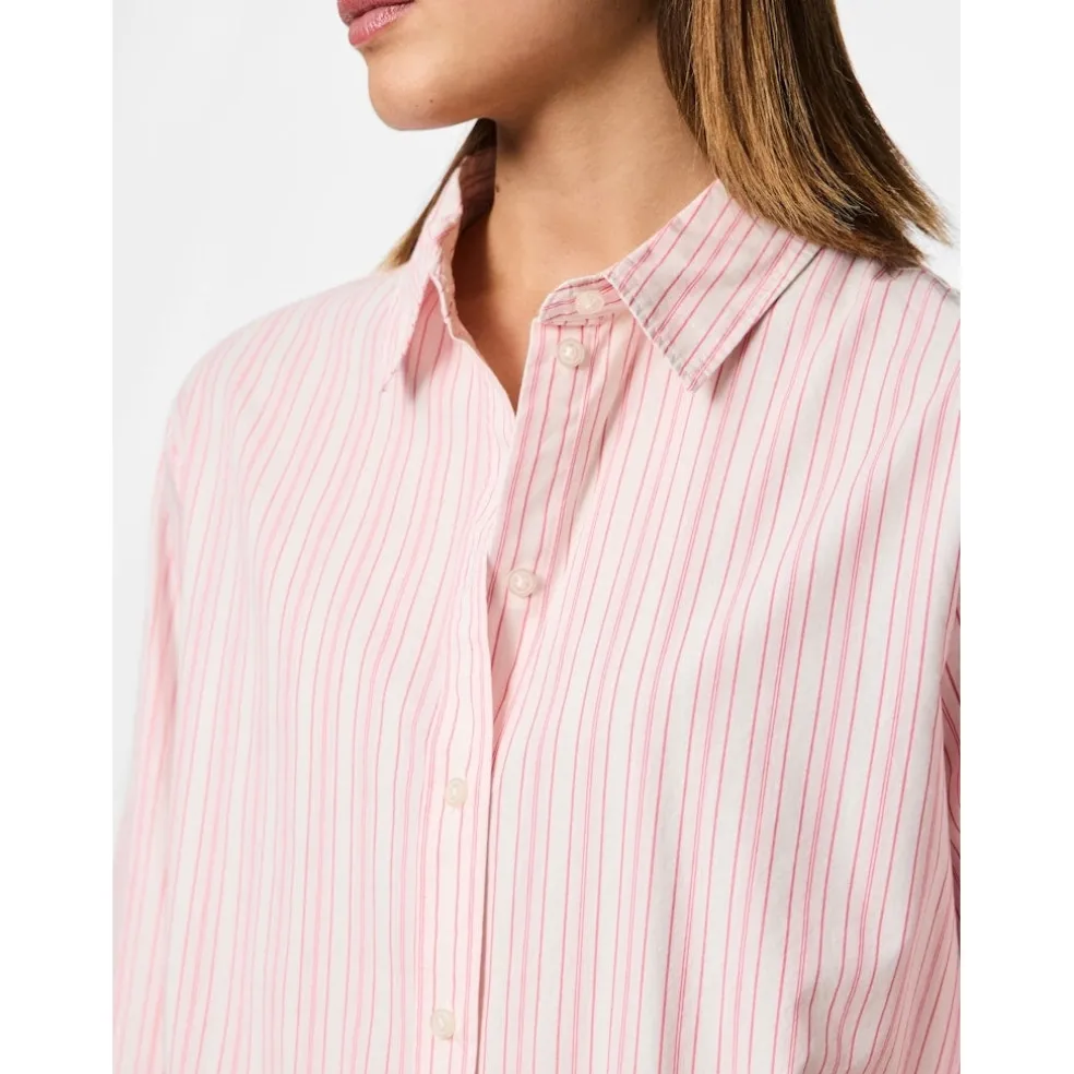 PIECES dame skjorte PCSULLE - Cloud Dancer Stripes Pink Lemonade