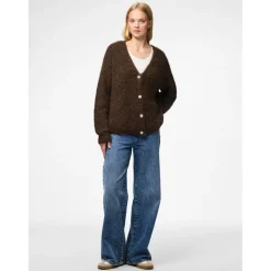 PIECES Dame Strik Cardigan PCCleo - Hot Fudge Melange