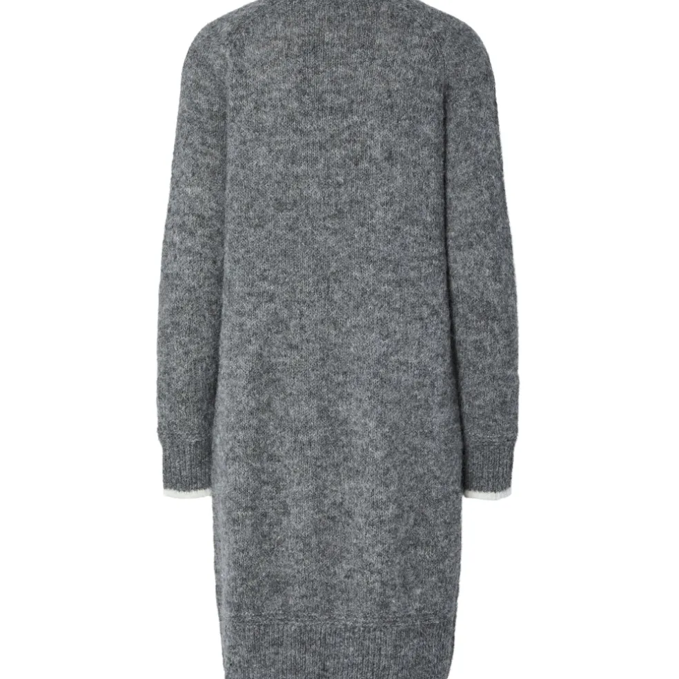 Pieces dame strik kjole PCIVY - Medium Grey Melange Detail:WHITE CONTRAST