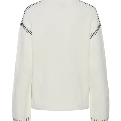 PIECES dame strik PCGAIA - Cloud Dancer Black Stiching