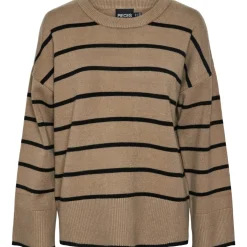 PIECES dame strik PCMATHILDE - Taupe Gray BLACK