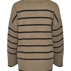 PIECES dame strik PCMATHILDE - Taupe Gray BLACK