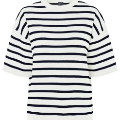 PIECES dame strik PCTIAN - Cloud Dancer Maritime Blue