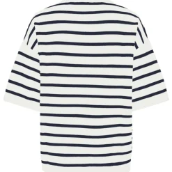 PIECES dame strik PCTIAN - Cloud Dancer Maritime Blue