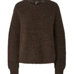 PIECES Dame Striktrøje PCCleo - Hot Fudge Melange