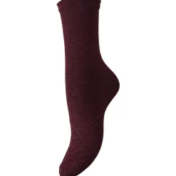 PIECES dame strømper PCSEBBY - Tawny Port TONED LUREX
